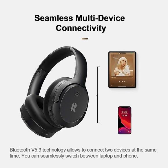 Bluetooth Headphones, Hybrid Active Noise Cancelling Wireless Headphones Over Ea - Picture 8 of 9